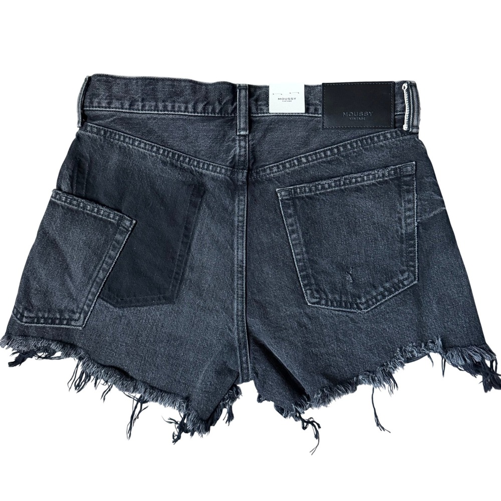 MOUSSY VINTAGE Harrington High Rise Black Cutoff Shorts Size 26 Waist 14.5" NWT - Picture 2 of 16